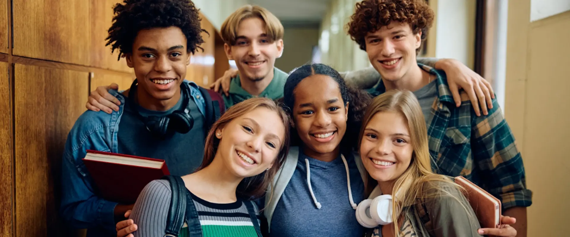 group of diverse teens smiling